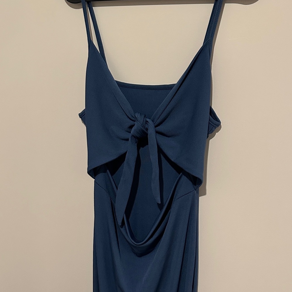 Blue strappy tie front dress